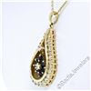 Image 4 : 14kt Yellow Gold 1.22 ctw Diamond and Sapphire Tear Drop Dangle Pendant Necklace
