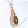 Image 5 : 14kt Yellow Gold 1.22 ctw Diamond and Sapphire Tear Drop Dangle Pendant Necklace