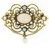 Image 3 : Vintage 14kt Yellow Gold 4.50 ctw Opal and Pearl Open Work Brooch Pin or Pendant