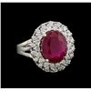 Image 1 : GIA Cert 5.91 ctw Ruby and Diamond Ring - 14KT White Gold