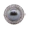 Image 1 : Tahitian Pearl and Diamond Ring - 18KT White Gold
