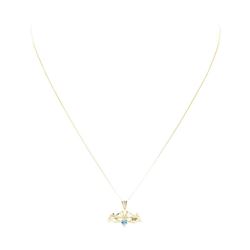 0.25 ctw Blue Topaz Claddagh Pendant with Chain - 14KT Yellow Gold