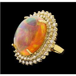 23.36 ctw Opal and Diamond Ring - 14KT Yellow Gold
