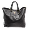 Image 1 : Prada Black Leather Vitello Daino Large Two-Way Bag