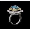 Image 4 : 6.25 ctw Blue Zircon and Diamond Ring - 18KT White Gold