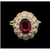 Image 2 : 14KT Yellow Gold 1.77 ctw Tourmaline and Diamond Ring