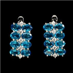 Natural Brazil AAA Neon Blue Apatite Earrings