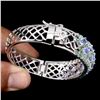 Image 3 : Natural Blue Violet Tanzanite & Emerald Bangle