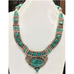 Tibet Hand Made Natural Turquoise Royal Necklace