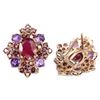 Image 3 : Natural BLOOD RED RUBY RHODOLITE & AMETHYST Earring