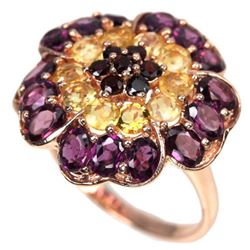 NATURAL MULTI COLOR CITRINE RHODOLITE GARNET Ring