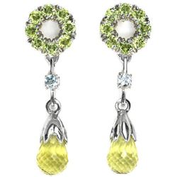 Natural LEMON QUARTZ SKY BLUE TOPAZ PERIDOT Earrings