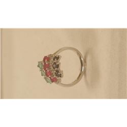 Gorgeous 8.75 ct Blue Sapphire, Ruby and Emerald Ring.