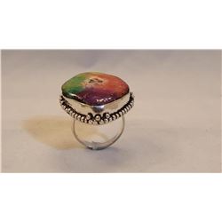 VIVID MULTI COLOR 25 CT  DRUZY QUARTZ RING