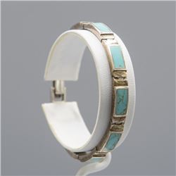 Navajo 18.3 Ct Natural Turquoise Inlay Bracelet