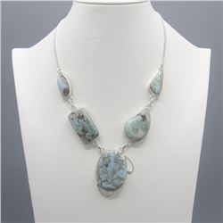 Huge Natural Carribian Blue Larimar Necklace.