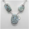 Image 2 : Huge Natural Carribian Blue Larimar Necklace.