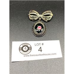 Nice 1950's Enamel Ribbon Pin