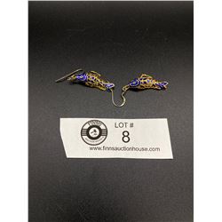 Very Nice Articulated Sterling and Enamel Fish Earrings