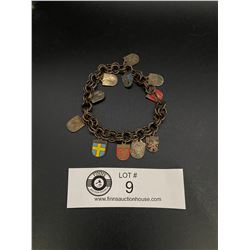 Very Old Charm Bracelet Enamel European City Charms
