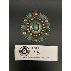 Very Nice Large Scarab + Silver Pendant 1920's