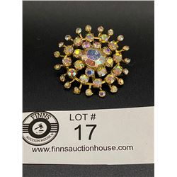 1950's Sunburst Aurora Rhinestone Brooch