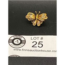 Very Nice Gilded Silver Filigree Butterfly Pin ( Marked 800)