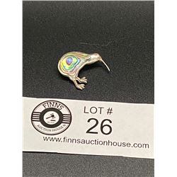 Sterling and Paua Shell Kiwi Bird Pin