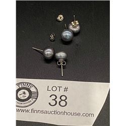 2 Pairs of Real Silver Pearl Earrings 18k Gold Plated Backs