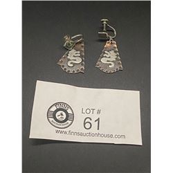 Pair of Very Unusual 1960's Silver and Copper Dragon Earrings