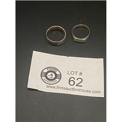 2 Sterling Rings 1 With Turquoise 1 with Arabic Symbols