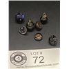 Image 2 : 7 Victorian Mostly Black Glass Buttons Circa 1890's