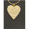 Image 2 : Carved Ivory Floral Heart Necklace ( Nice Piece)