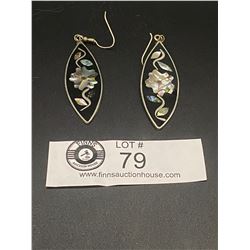 Nice Pair of Vintage Mexican Shell Inlay Earrings