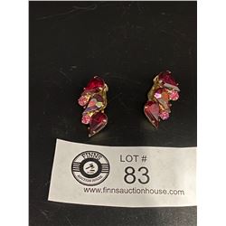 Pair of Signed " Garnts" 1950's Rhinestone Earrings