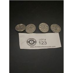 Set if 4 1920's Tin Flower Buttons