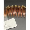 Image 2 : 2 Vintage Hair Combs with Gold Metal Rosettes