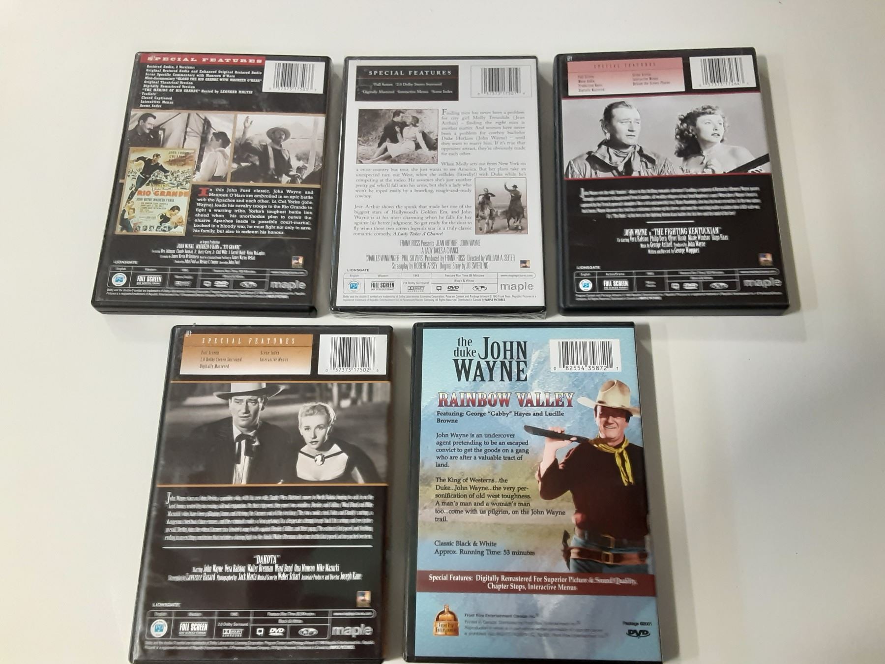 Lot of 5 John Wayne Western DVDs
