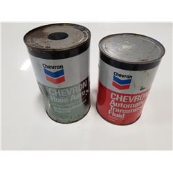 Lot of 2 Chevron Oil Tins (Full)