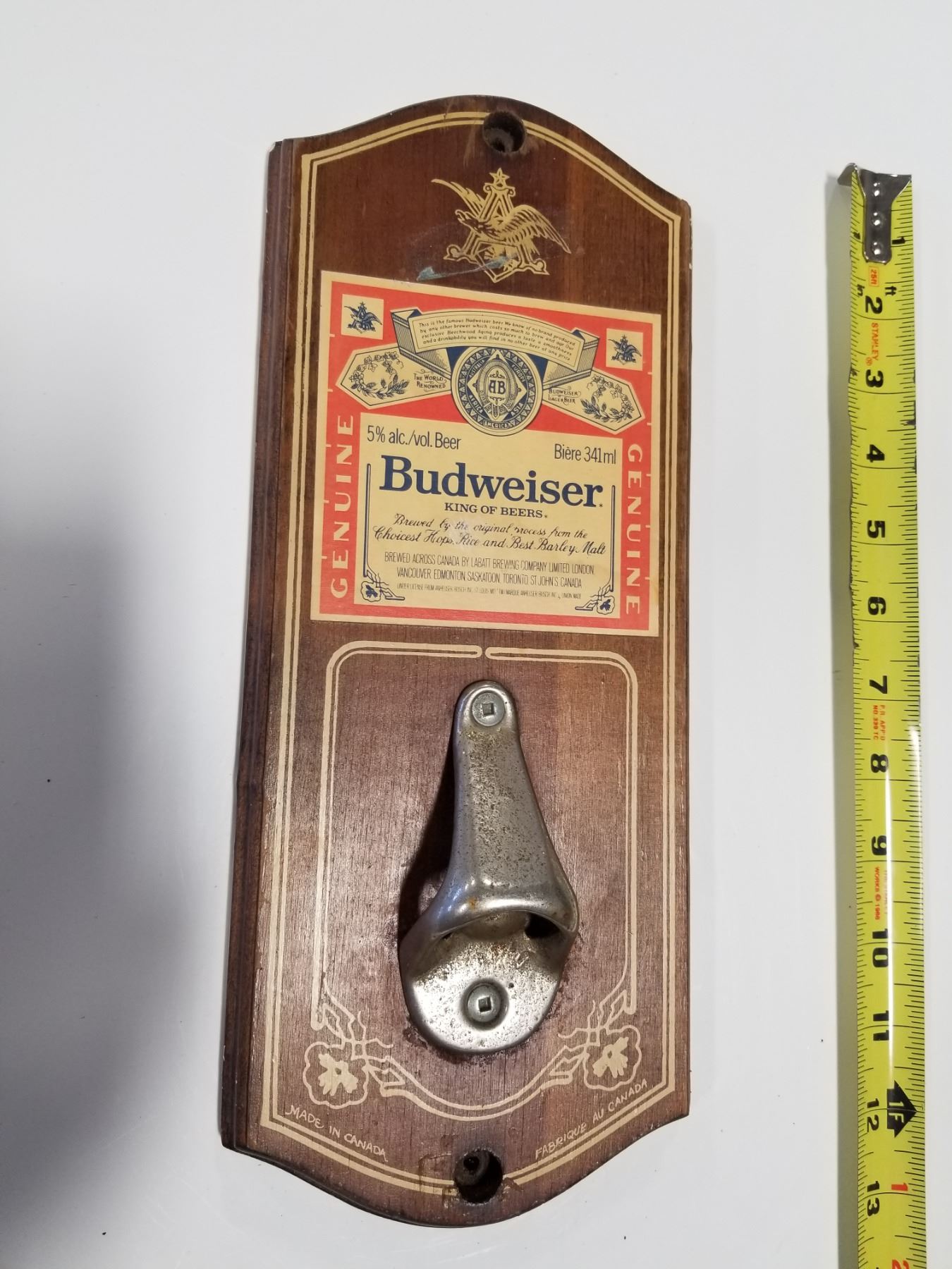 Vintage Budweiser Wall Mount Bottle Opener