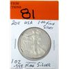 Image 1 : 1 Oz. .999 Silver 2011 USA Walking Liberty Dollar