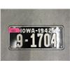 Image 1 : Rare USA 1942 Iowa License Plate - Single Plate