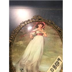 VINTAGE PICTURE LADY OLD FRAME