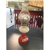 Image 1 : RED + WHITE VINTAGE GLASS LAMP