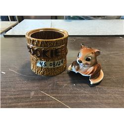 SQUIRREL COOKIE JAR (JAR TOP BROKEN INSIDE JAR)
