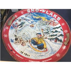 VINTAGE SNOW SAUCER METAL