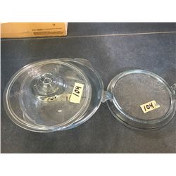 BLUE DEPRESSION COVERED FIRE KING CASSAROLE DISH + LID + BASE