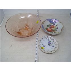 CARNIVAL GLASS AND CHINA BOWLS