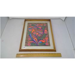 1960 MEXICO FLUORO - PAINTING ORIGINAL ON POUNDED BARK NATIVE PAPER 18" X 14"