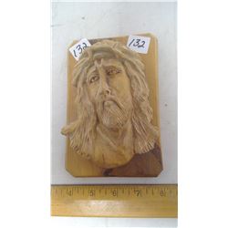 1993 ISRAEL CARVED OLIVE WOOD 3D BUST PLAQUE "JESUS" 6 1/2" X 4 1/2" X 2 1/4" THICK